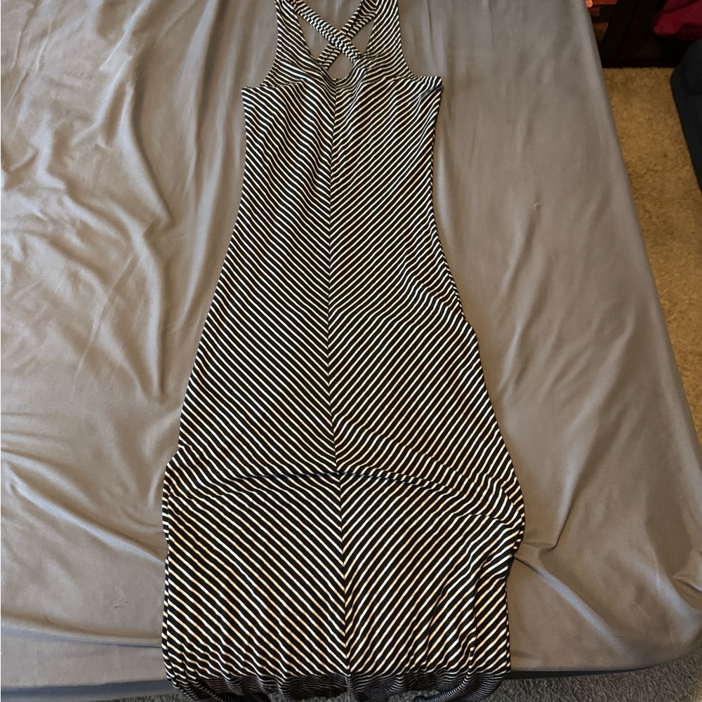 Rolla Coster Black and White Striped Maxi Dress